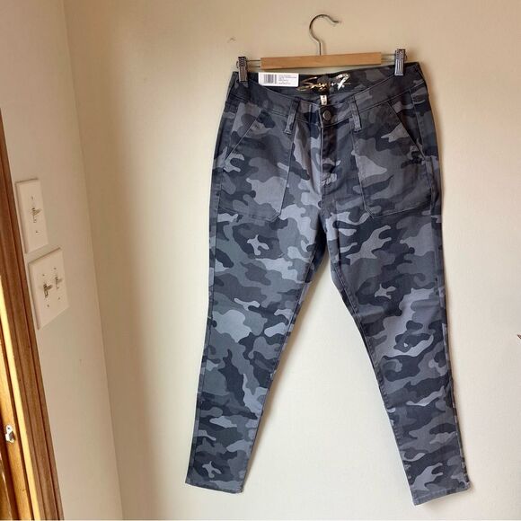 SEVEN7 Pants Utility Ankle Skinny Soft Touch Twill Gray Concrete Camo 8 NWT - Picture 1 of 9